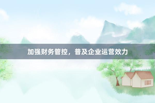 加强财务管控，普及企业运营效力