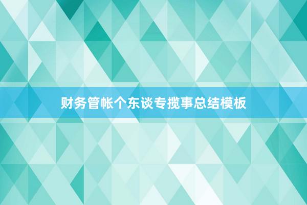 财务管帐个东谈专揽事总结模板
